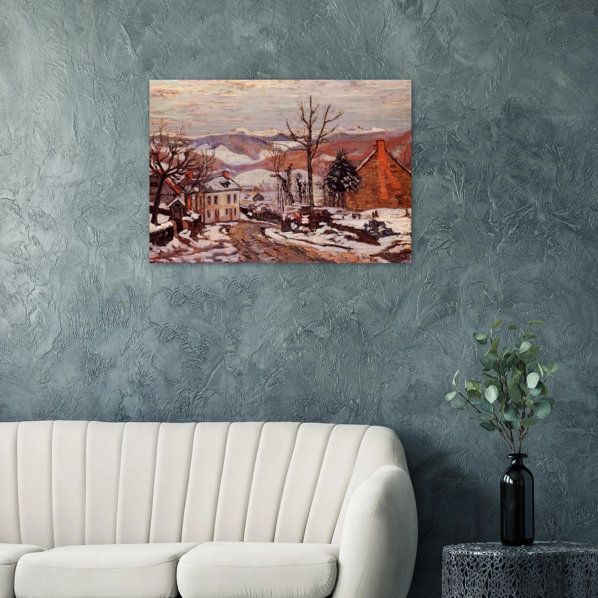 Winter in Saint-Sauves-d'Auvergne - 1900 France - Armand Guillaumin Brushed Aluminum Print - 70x100 cm / 28x40 inches | Armand Guillaumin Aluminum Print | Armand Guillaumin Prints