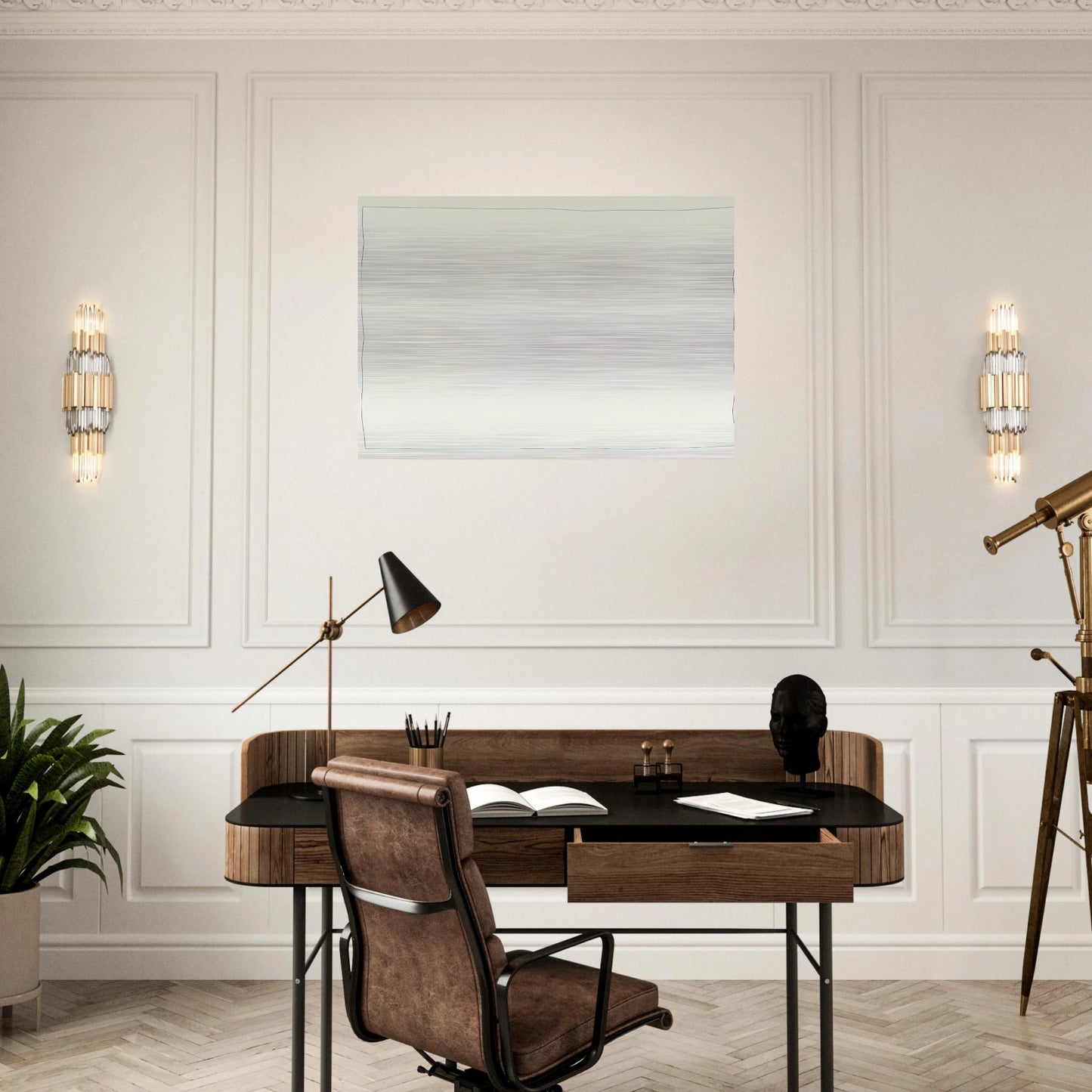 Bent Line Drawing - Robert Ryman Brushed Aluminum Print - 70x100 cm / 28x40 inches | Robert Ryman Aluminum Print | Robert Ryman Prints