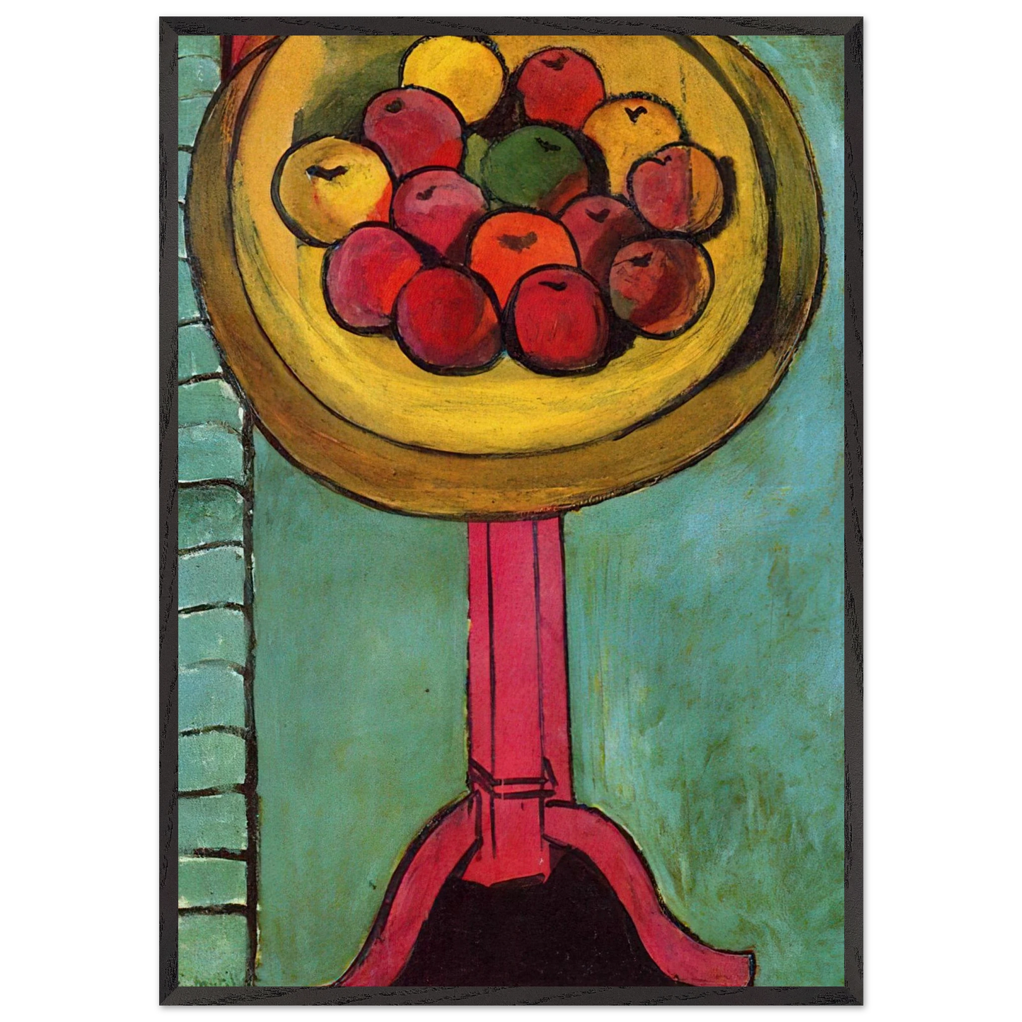 APPLES ON A TABLE GREEN BACKGROUND 1916 - Henri Matisse 70x100 cm / 28x40 inches Framed Art Print – Black Wooden Frame