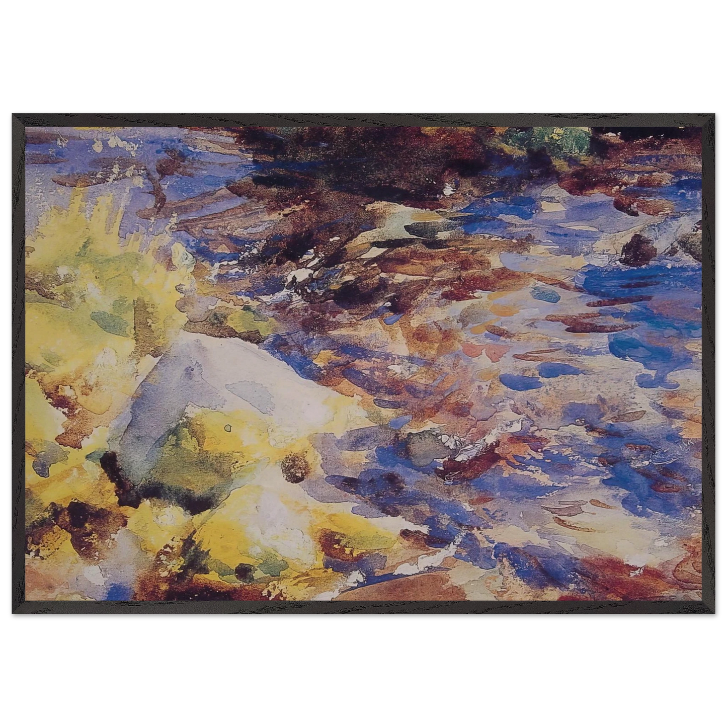 Reflections Rocks and Water - John Singer Sargent 70x100 cm / 28x40 inches Framed Art Print – Black Wooden Frame
