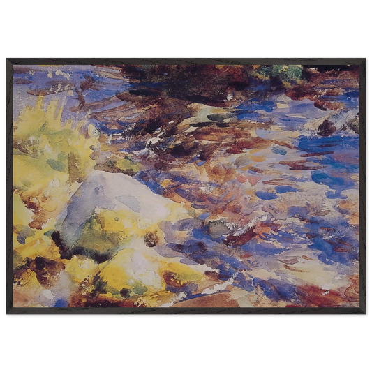 Reflections Rocks and Water - John Singer Sargent 70x100 cm / 28x40 inches Framed Art Print – Black Wooden Frame