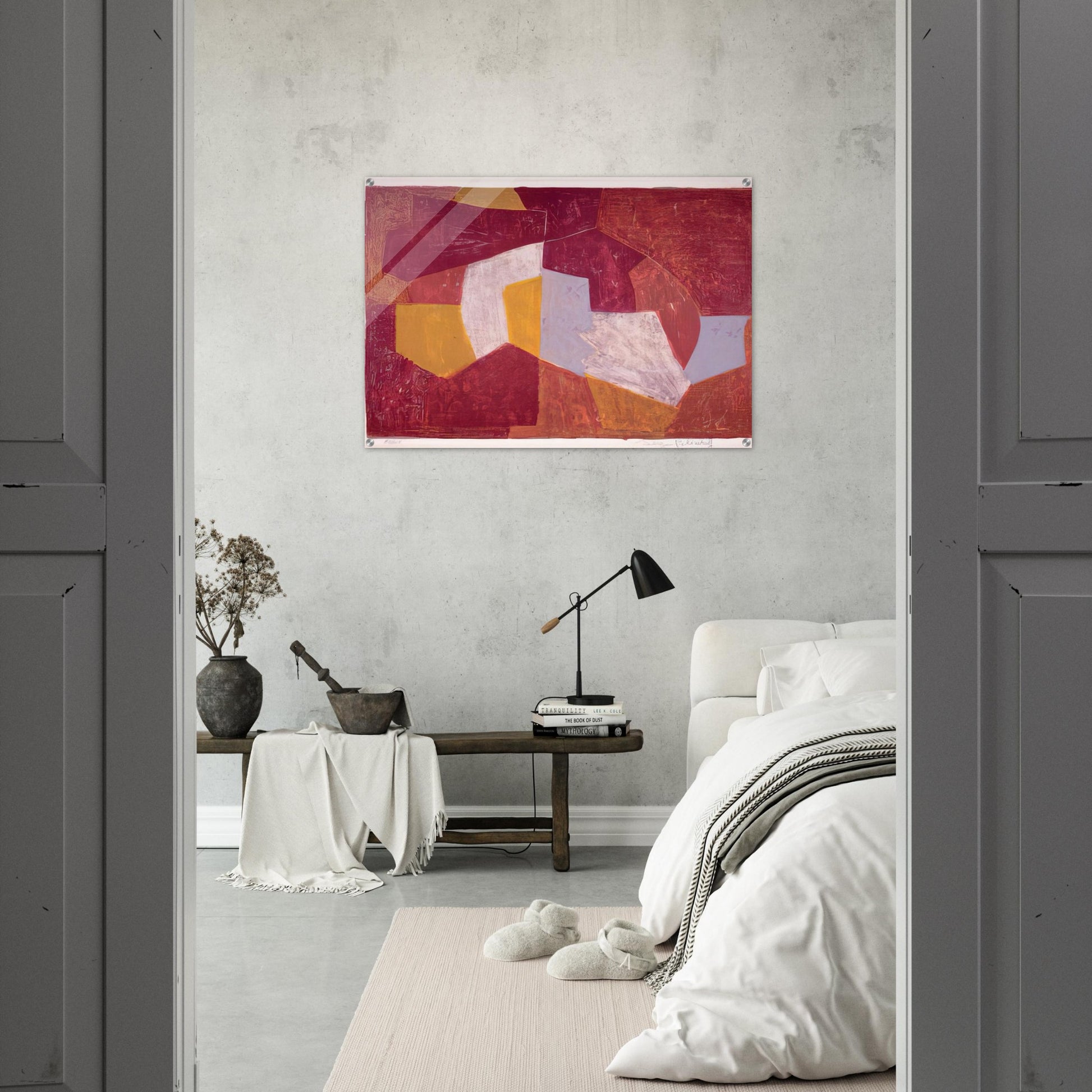 Composition carmin, brune, jaune et grise - 1956 - Serge Poliakoff Acrylic Print - 70x100 cm / 28x40″ inches