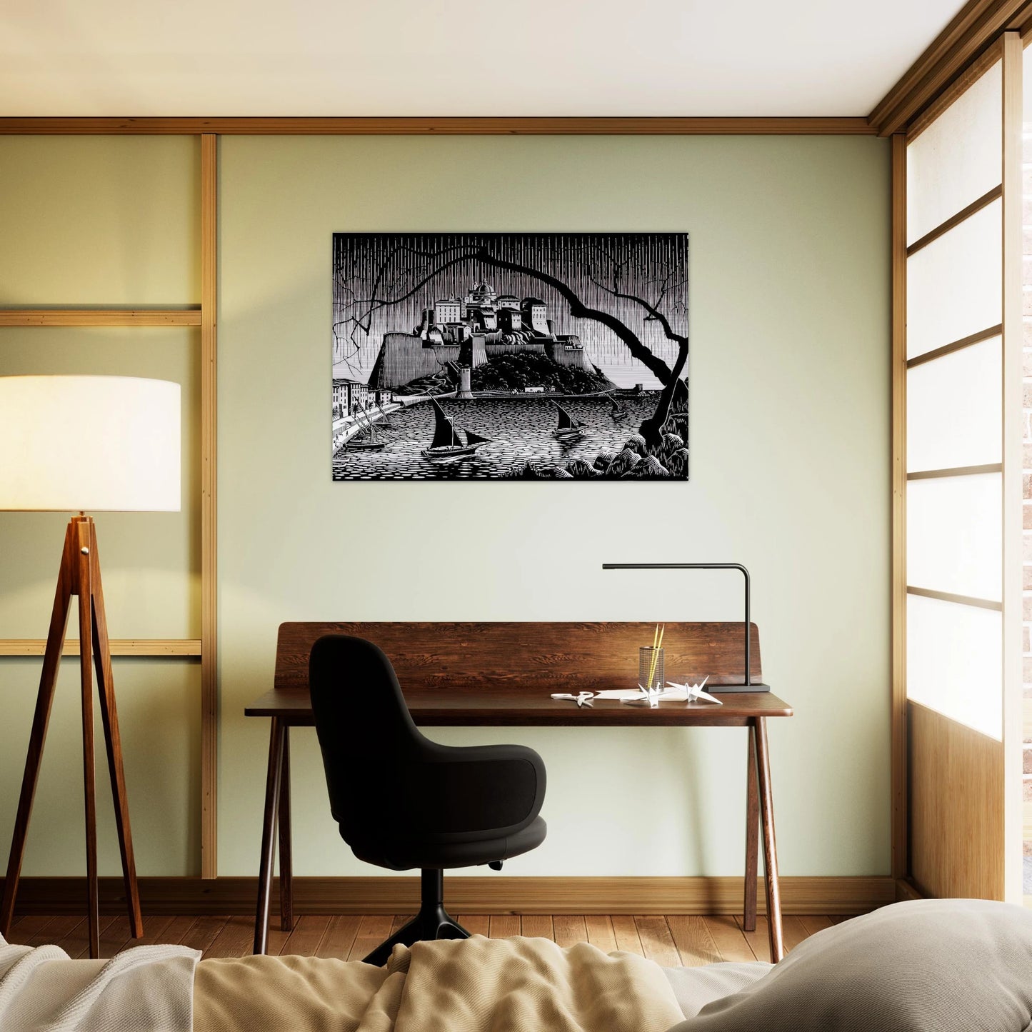 CITADEL OF CALVI CORSICA - MC Escher Brushed Aluminum Print - 70x100 cm / 28x40 inches | MC Escher Aluminum Print | MC Escher Prints