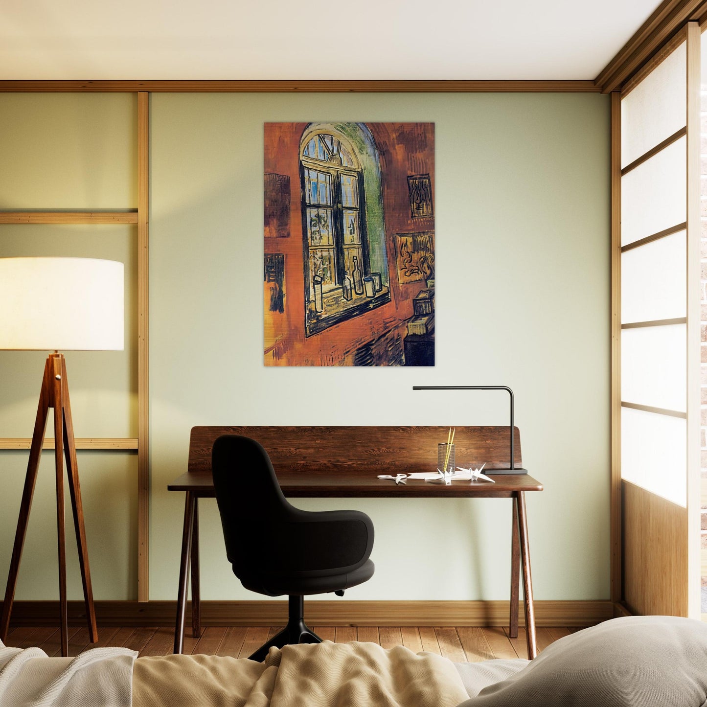 Window of Vincent's Studio at the Asylum - Vincent van Gogh Brushed Aluminum Print - 70x100 cm / 28x40 inches | Vincent van Gogh Aluminum Print | Vincent van Gogh Prints