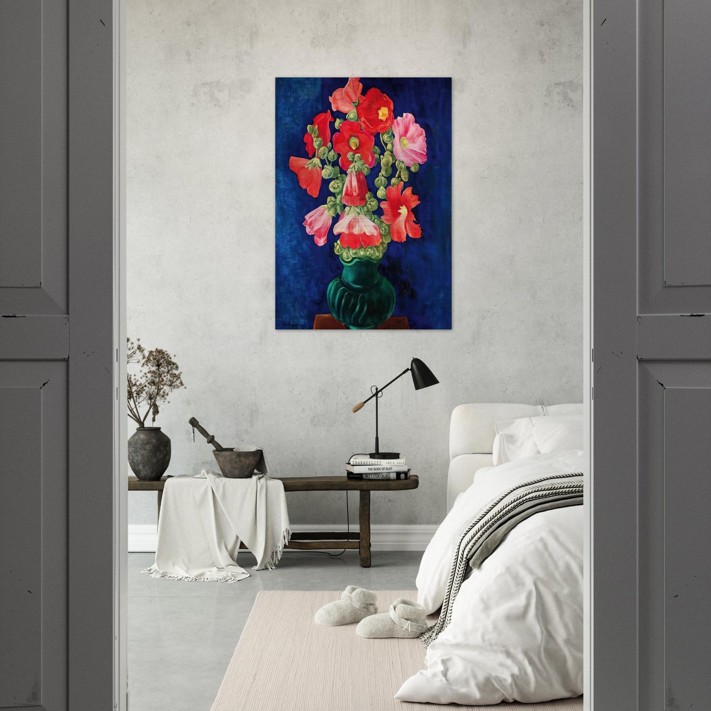 HOLLYHOCKS 1939 - Moise Kisling Brushed Aluminum Print - 70x100 cm / 28x40 inches | Moise Kisling Aluminum Print | Moise Kisling Prints
