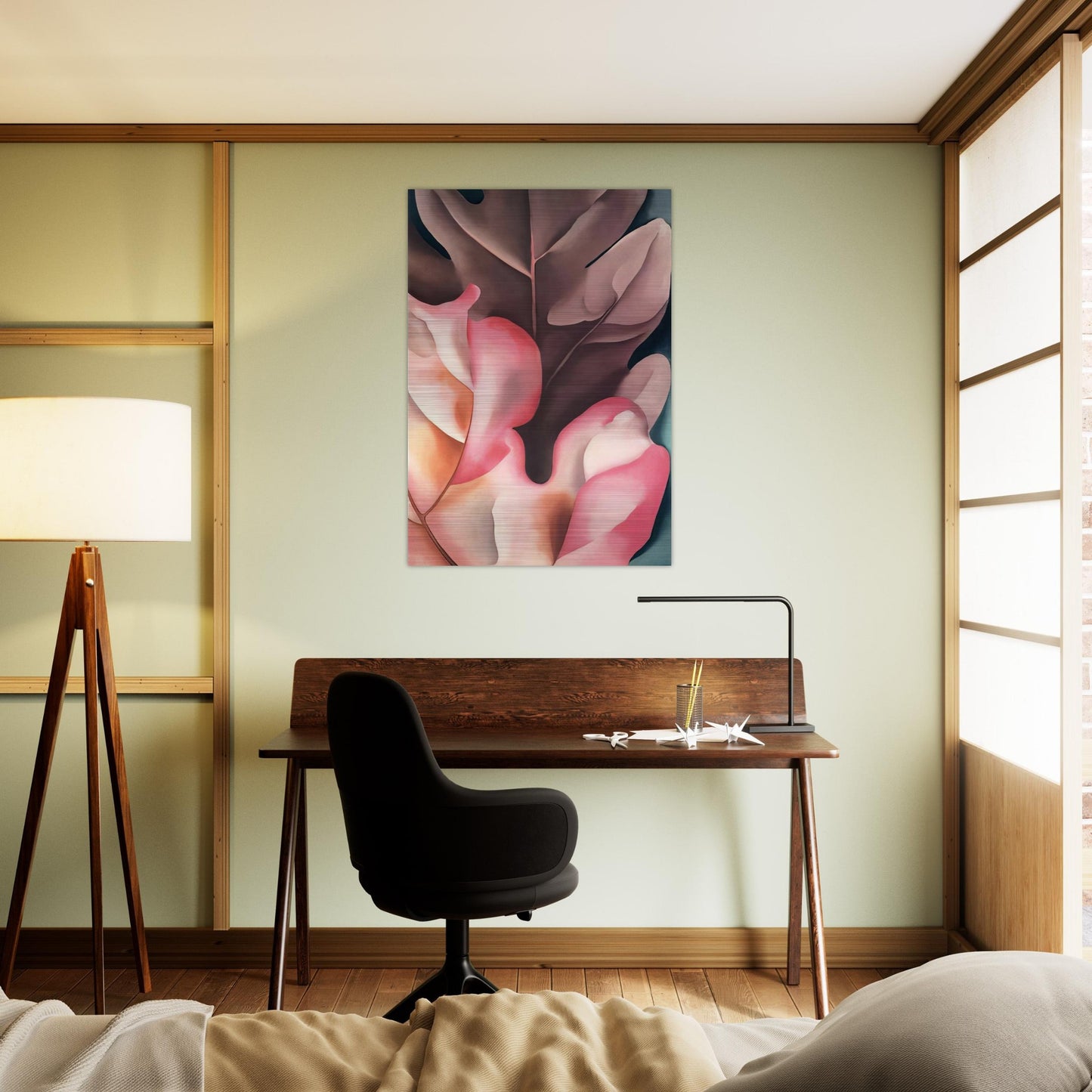 Oak Leaves Pink and Grey - Georgia O'Keeffe Brushed Aluminum Print - 70x100 cm / 28x40 inches | Georgia O'Keeffe Aluminum Print | Georgia O'Keeffe Prints