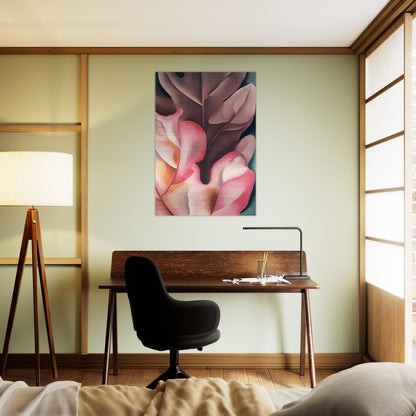 Oak Leaves Pink and Grey - Georgia O'Keeffe Brushed Aluminum Print - 70x100 cm / 28x40 inches | Georgia O'Keeffe Aluminum Print | Georgia O'Keeffe Prints