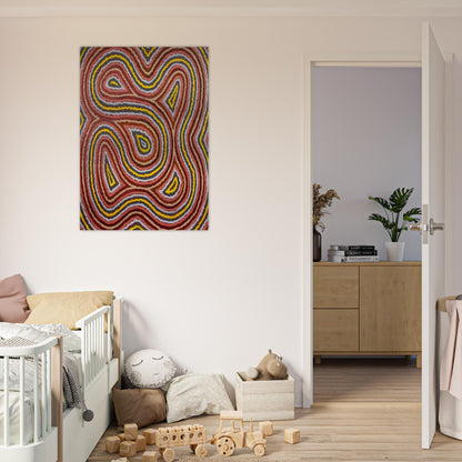 Worm Dreaming - 1998 - Clifford Possum Tjapaltjarri Brushed Aluminum Print - 70x100 cm / 28x40 inches | Clifford Possum Tjapaltjarri Aluminum Print | Clifford Possum Tjapaltjarri Prints
