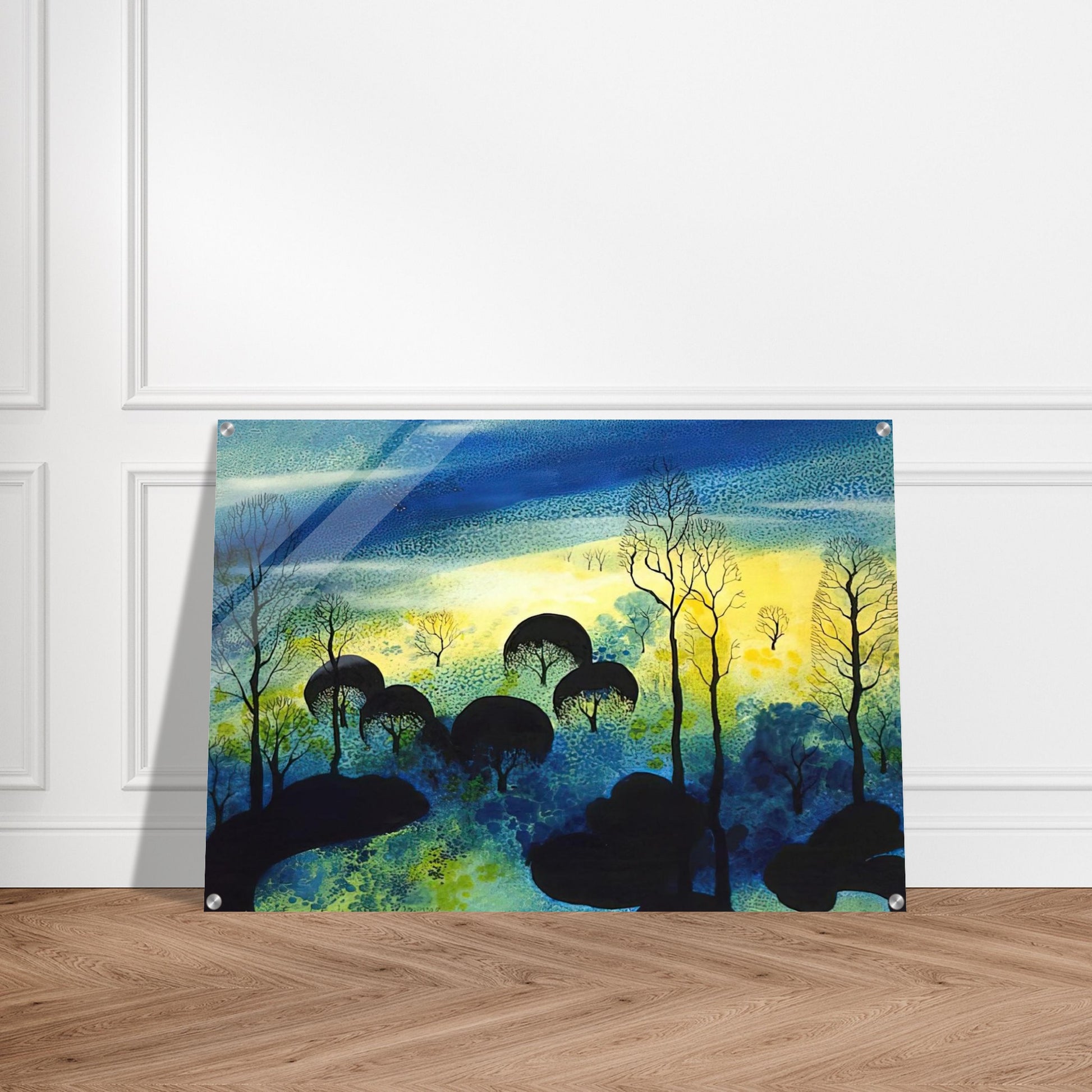 Pastures Through the Fog - Eyvind Earle Acrylic Print - 70x100 cm / 28x40″ inches