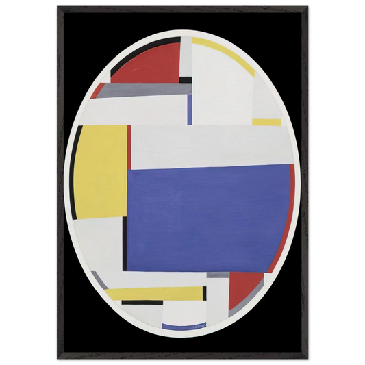 Relational Painting Tondo 40 - 1956 - Fritz Glarner 70x100 cm / 28x40 inches Framed Art Print – Black Wooden Frame