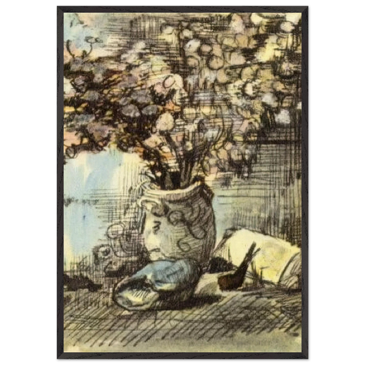 Honesty in a Vase - Vincent van Gogh 70x100 cm / 28x40 inches Framed Art Print – Black Wooden Frame