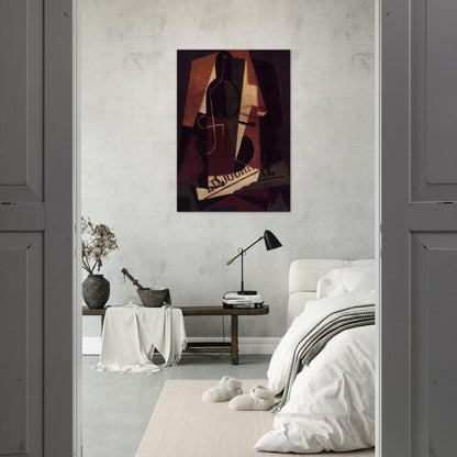 BOTTLE AND GLASS - Juan Gris Brushed Aluminum Print - 70x100 cm / 28x40 inches | Juan Gris Aluminum Print | Juan Gris Prints