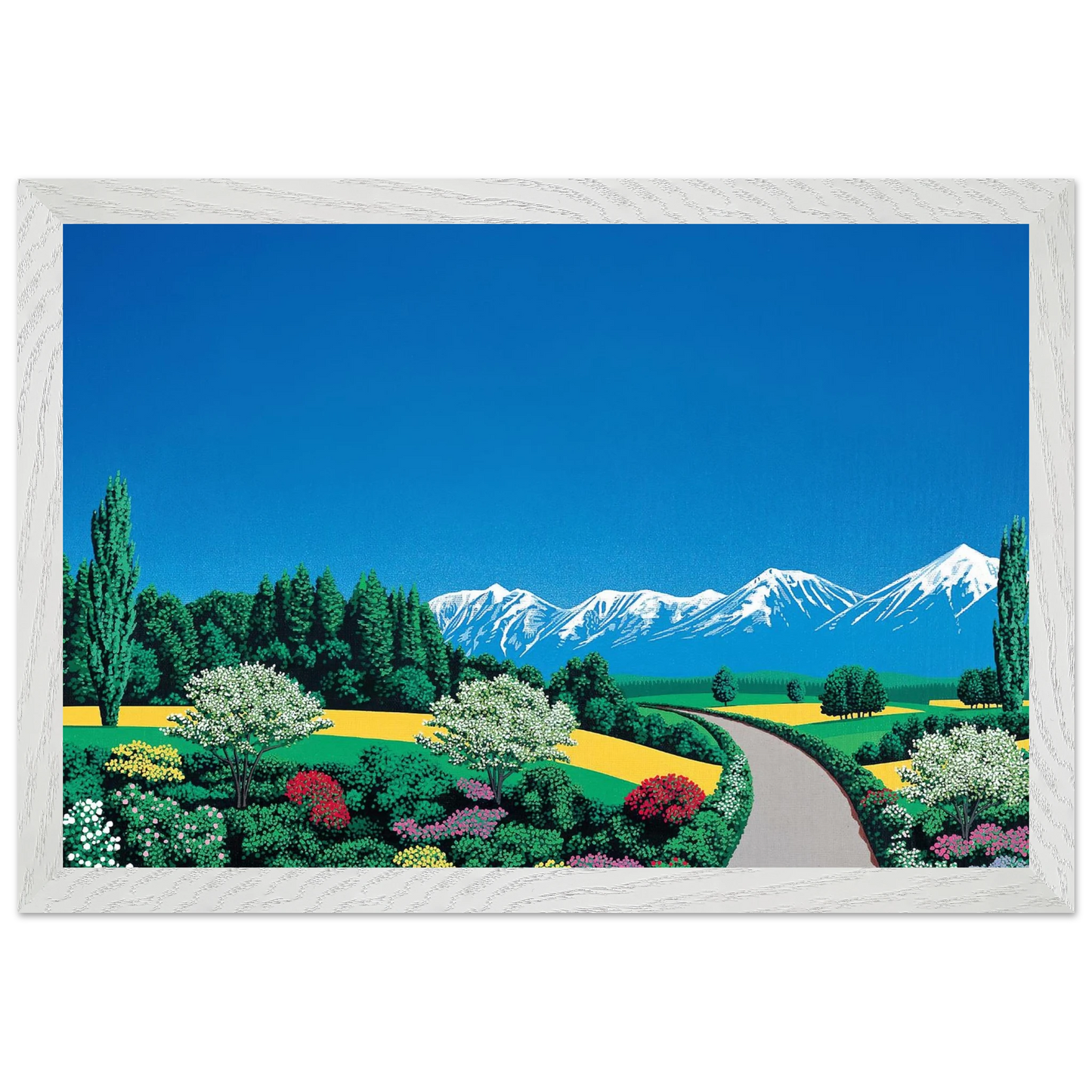 Hiroshi Nagai - Elv Alps Wall Art - 30x40 cm / 12x16 inches - Premium Wooden Framed Poster With Fine Art Paper - Black frame