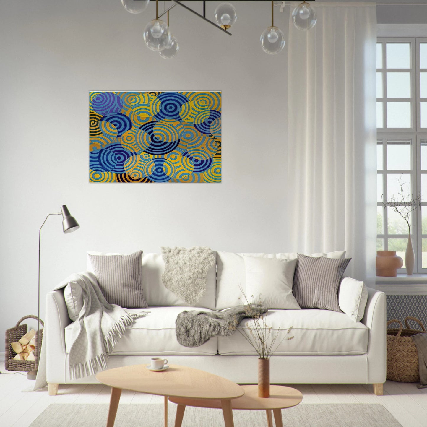 Interférences en bleu et jaune No. 642 - 1963 - Antonio Asis Brushed Aluminum Print - 70x100 cm / 28x40 inches | Antonio Asis Aluminum Print | Antonio Asis Prints