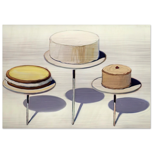 Display Cakes - 1963 - Wayne Thiebaud Brushed Aluminum Print - 70x100 cm / 28x40 inches | Wayne Thiebaud Aluminum Print | Wayne Thiebaud Prints