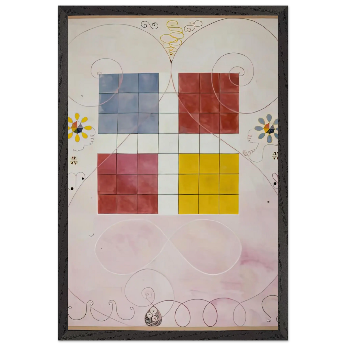 Hilma af Klint - DE TIO ST RSTA N 10 ALDERDOMEN 1907 Wall art - 28x43  cm / XL (11x17 Inches) - Premium Wooden Framed Poster With Fine Art Paper - Black frame