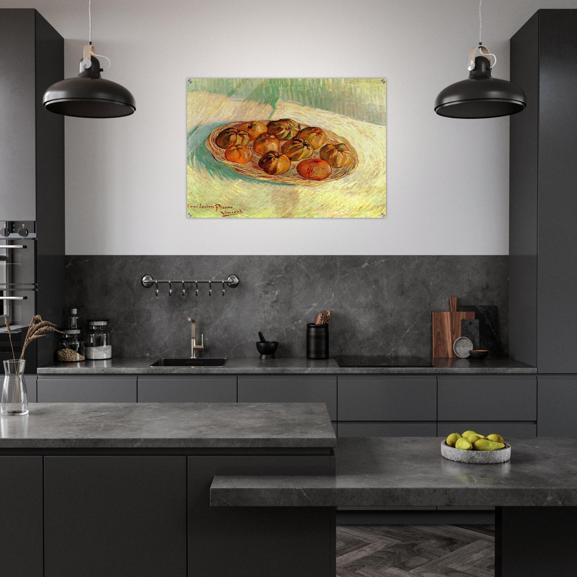 Still Life with Basket of Apples to Lucien Pissarro - Vincent van Gogh Acrylic Print - 70x100 cm / 28x40″ inches