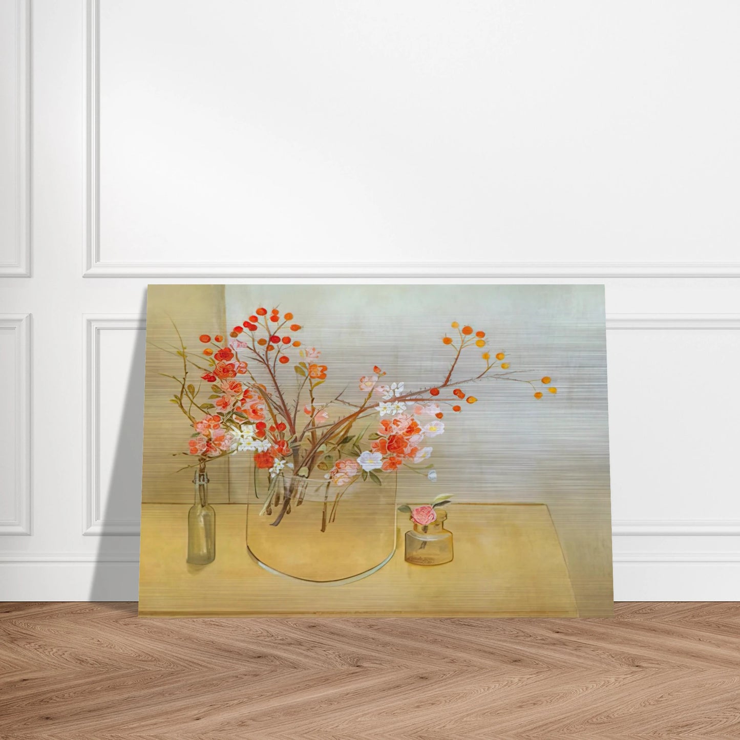 Winter Bouquet flowering quince, rosehaws, narcissus, winter rose and camellia - 1977 - Morris Graves Brushed Aluminum Print - 70x100 cm / 28x40 inches | Morris Graves Aluminum Print | Morris Graves Prints