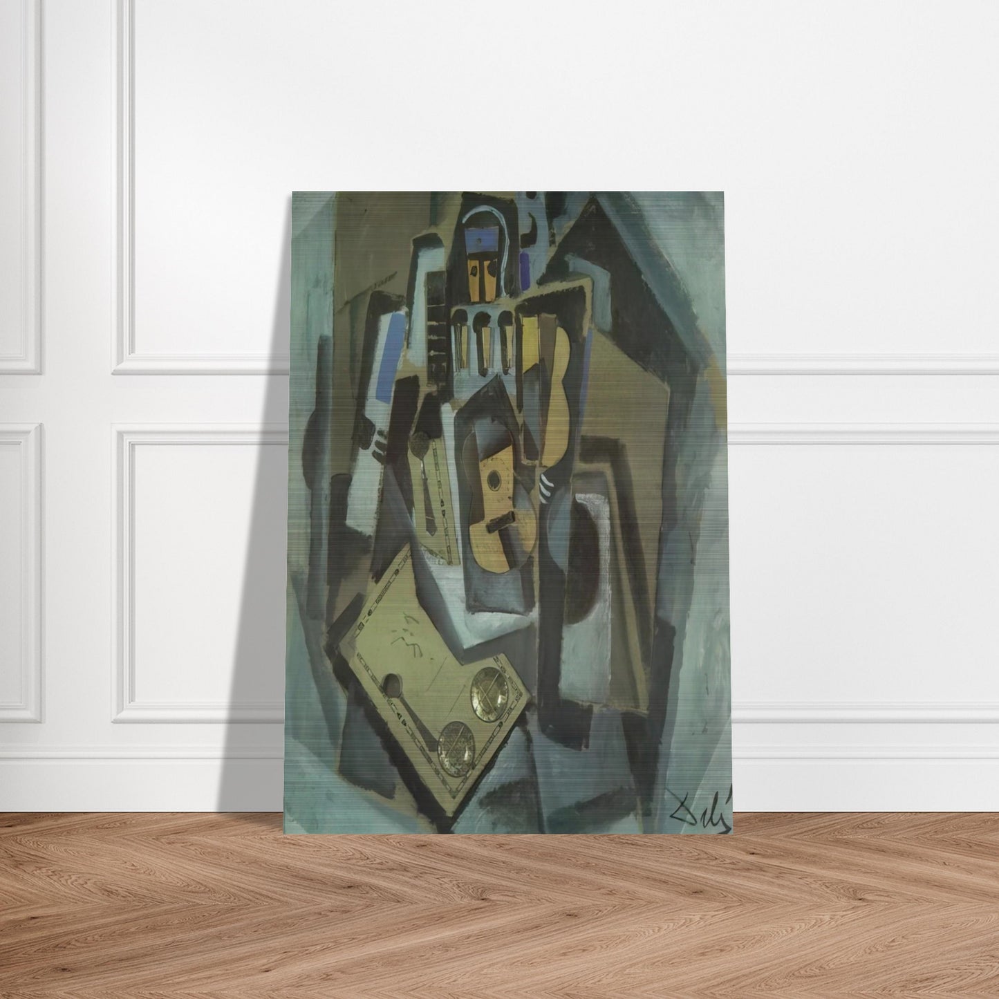 PIERROT AND GUITAR - Salvador Dali Brushed Aluminum Print - 70x100 cm / 28x40 inches | Salvador Dali Aluminum Print | Salvador Dali Prints