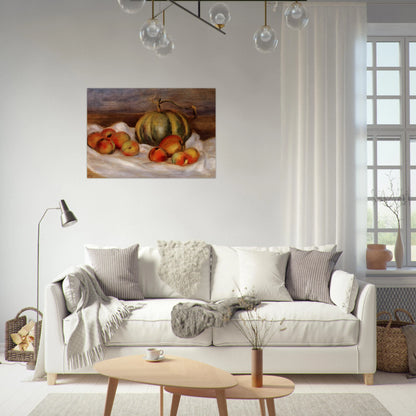 Still Life with Cantalope and Peaches - Pierre-Auguste Renoir Brushed Aluminum Print - 70x100 cm / 28x40 inches | Pierre-Auguste Renoir Aluminum Print | Pierre-Auguste Renoir Prints