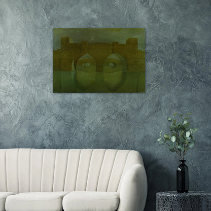 UNTITLED BRIDGE WITH REFLECTIONS SKETCH FOR A DUAL IMAGE PICTURE UNFINISHED - Salvador Dali Brushed Aluminum Print - 70x100 cm / 28x40 inches | Salvador Dali Aluminum Print | Salvador Dali Prints