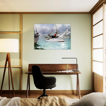 FISHING BOATS KEY WEST - Winslow Homer Brushed Aluminum Print - 70x100 cm / 28x40 inches | Winslow Homer Aluminum Print | Winslow Homer Prints