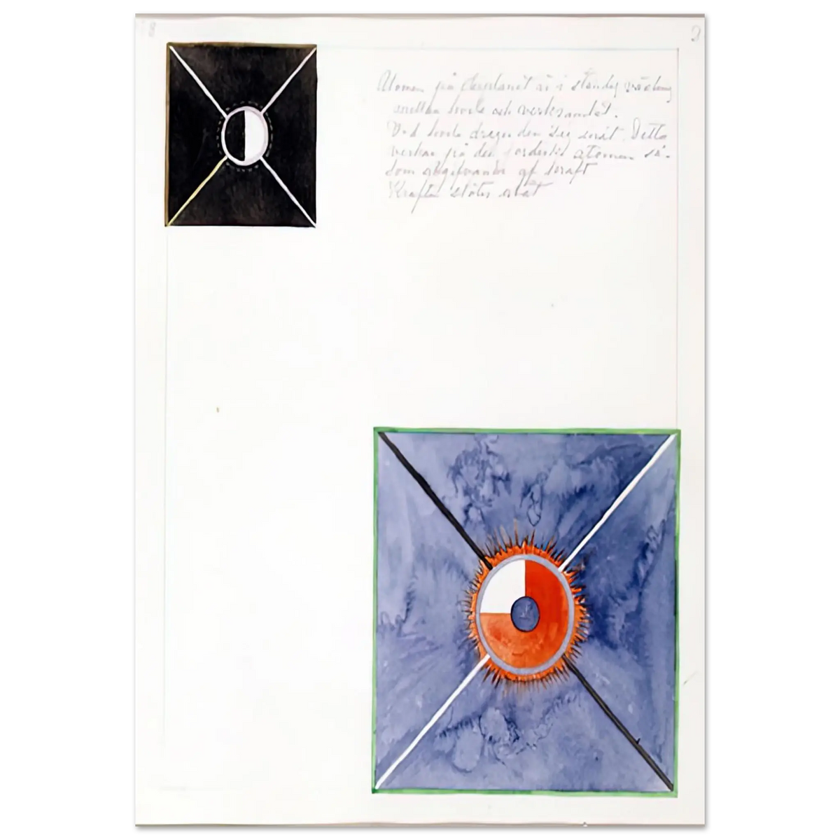 Hilma af Klint - ATOM SERIES NO 8 ATOM ON THE ETHER PLANE IS IN CONSTANT CHANGE BETWEEN REST AND ACTIVITY AT THE 1917 Wall art - 13x18 cm / 5x7 Inches - Fine Art Poster - -