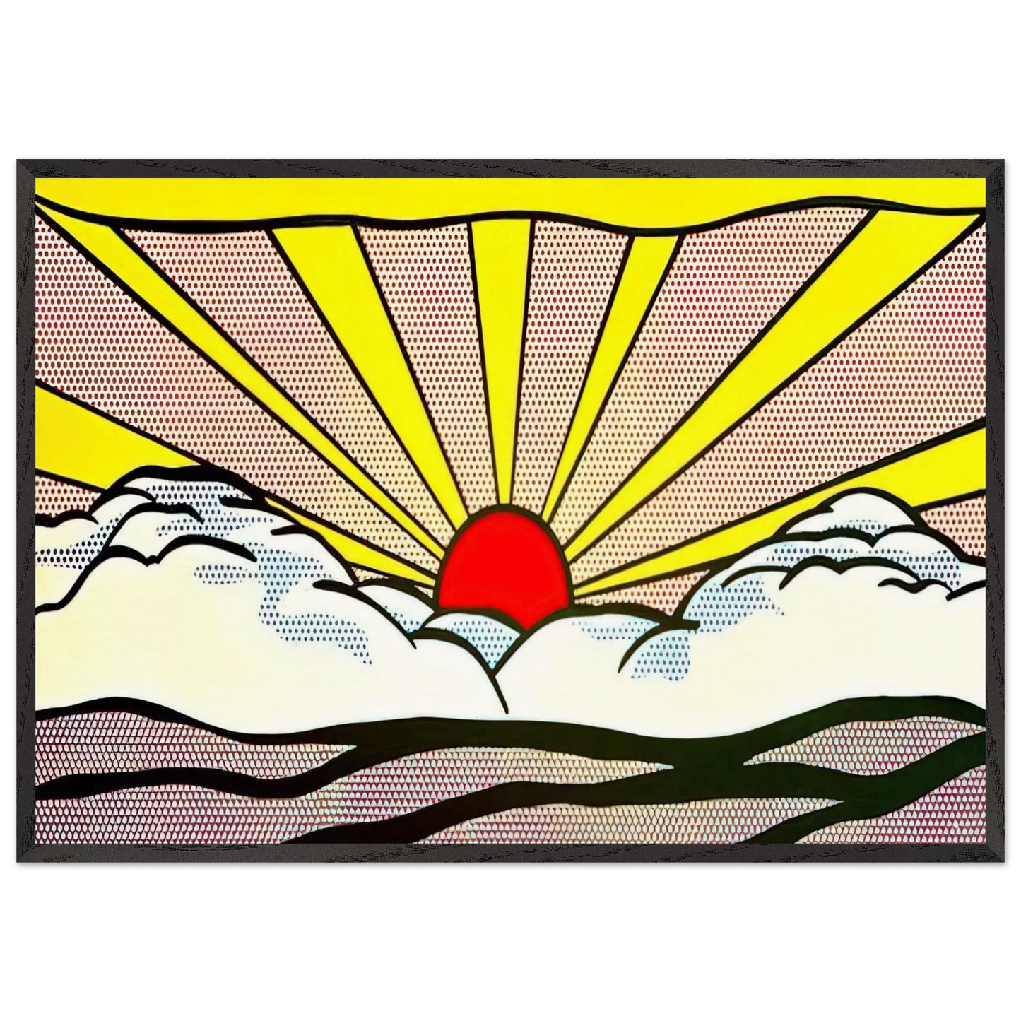 SUNRISE 1965 - Roy Lichtenstein 70x100 cm / 28x40 inches Framed Art Print – Black Wooden Frame