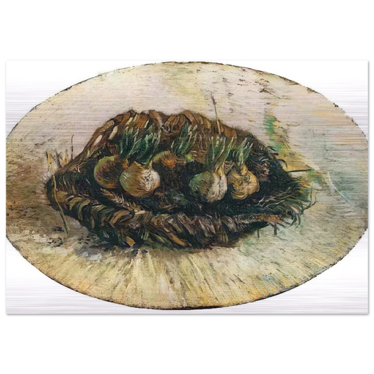 Basket of Sprouting Bulbs - Vincent van Gogh Brushed Aluminum Print - 70x100 cm / 28x40 inches | Vincent van Gogh Aluminum Print | Vincent van Gogh Prints