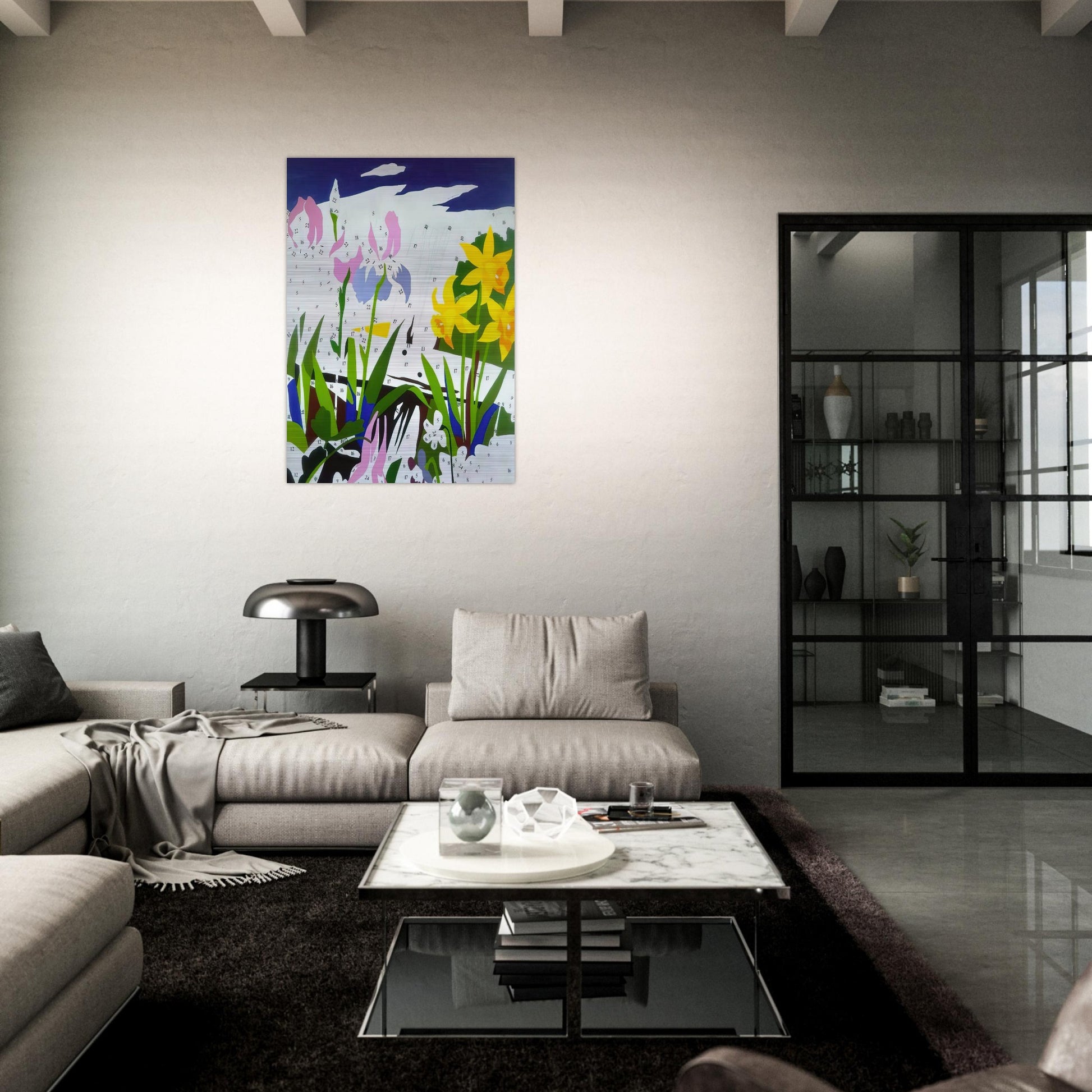 Do It Yourself  Flowers  - Andy Warhol Brushed Aluminum Print - 70x100 cm / 28x40 inches | Andy Warhol Aluminum Print | Andy Warhol Prints