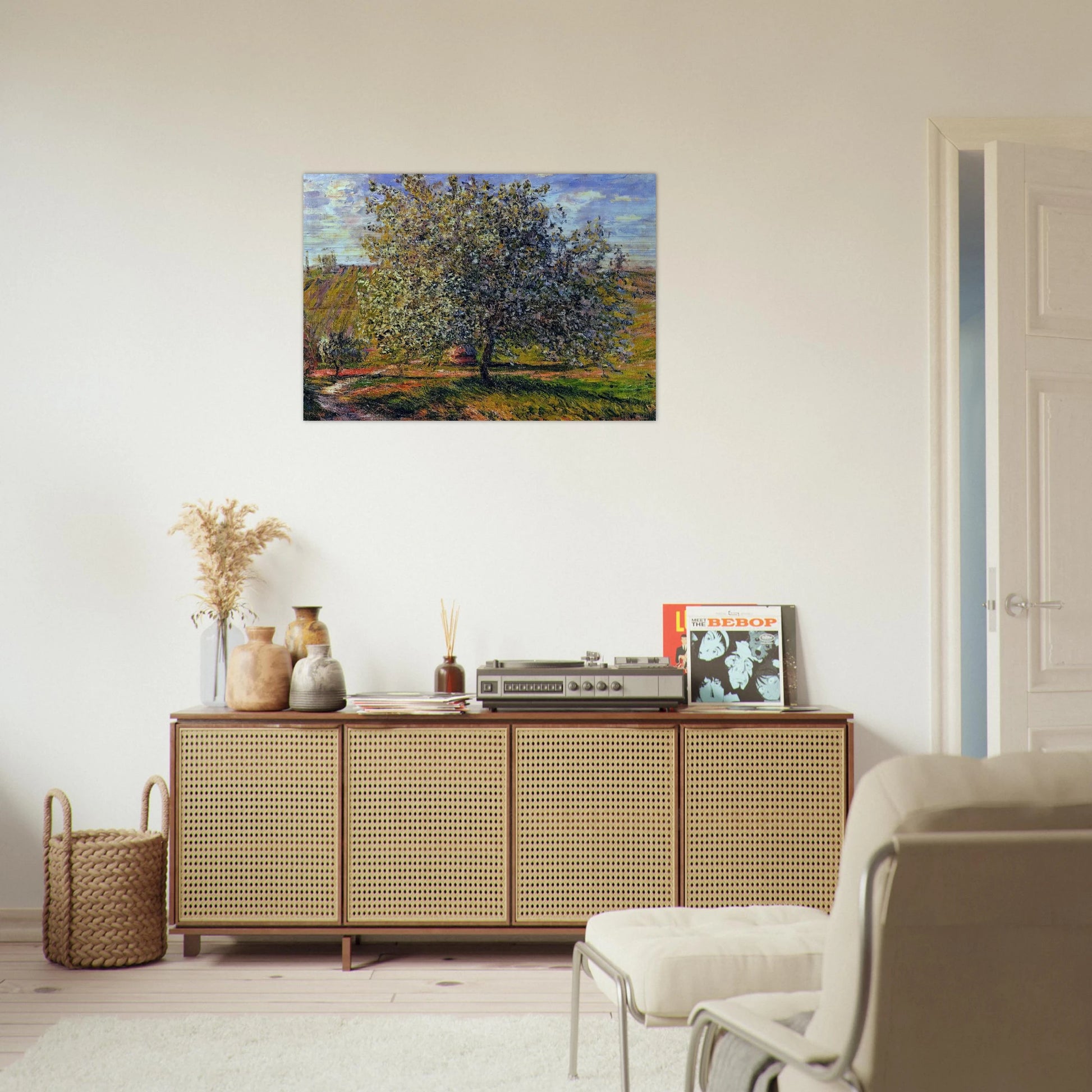 Tree in Flower near Vetheuil - claude monet Brushed Aluminum Print - 70x100 cm / 28x40 inches | claude monet Aluminum Print | claude monet Prints