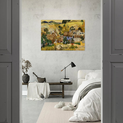 Thatched Houses against a Hill - Vincent van Gogh Brushed Aluminum Print - 70x100 cm / 28x40 inches | Vincent van Gogh Aluminum Print | Vincent van Gogh Prints