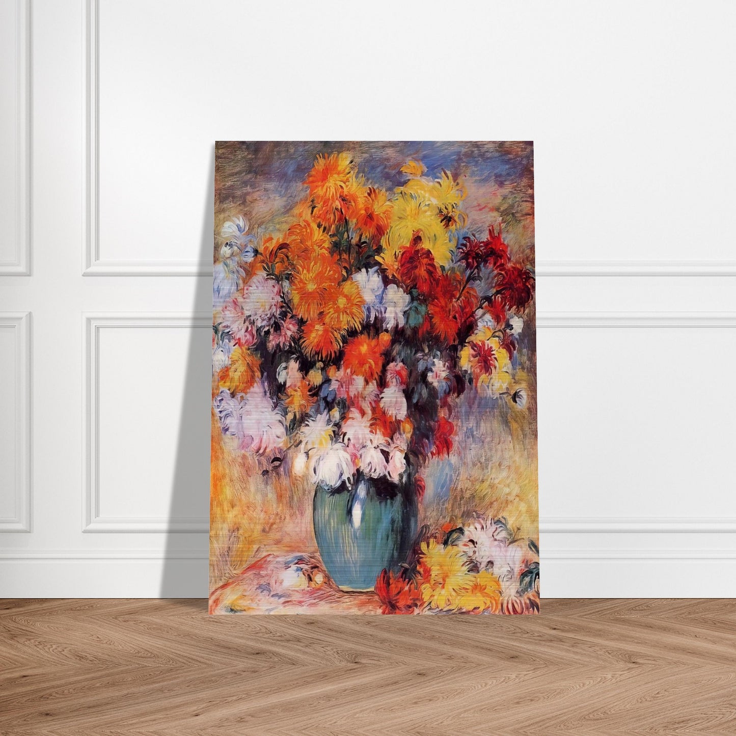 Vase of Chrysanthemums - Pierre-Auguste Renoir Brushed Aluminum Print - 70x100 cm / 28x40 inches | Pierre-Auguste Renoir Aluminum Print | Pierre-Auguste Renoir Prints