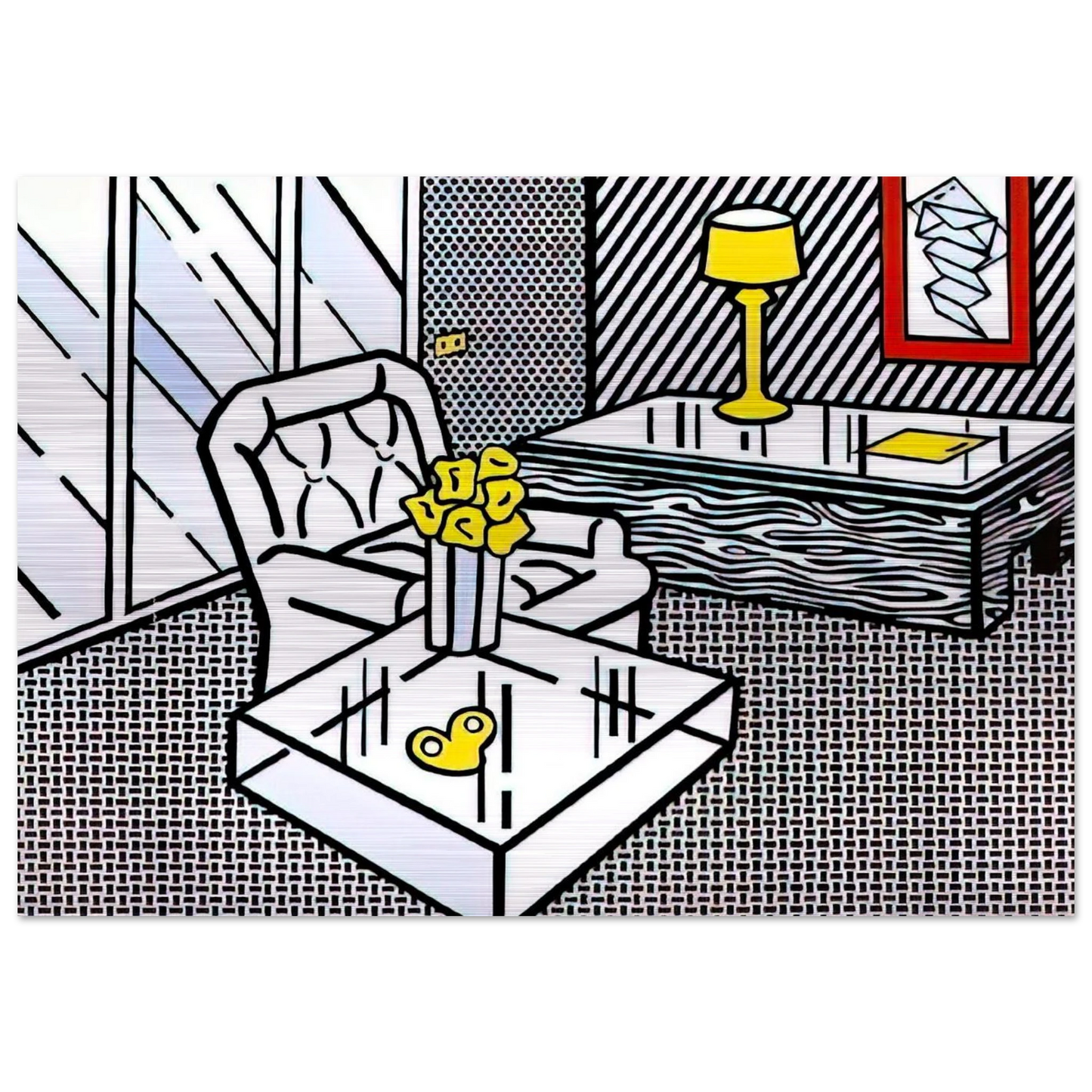 THE DEN 1990 - Roy Lichtenstein Brushed Aluminum Print - 70x100 cm / 28x40 inches | Roy Lichtenstein Aluminum Print | Roy Lichtenstein Prints