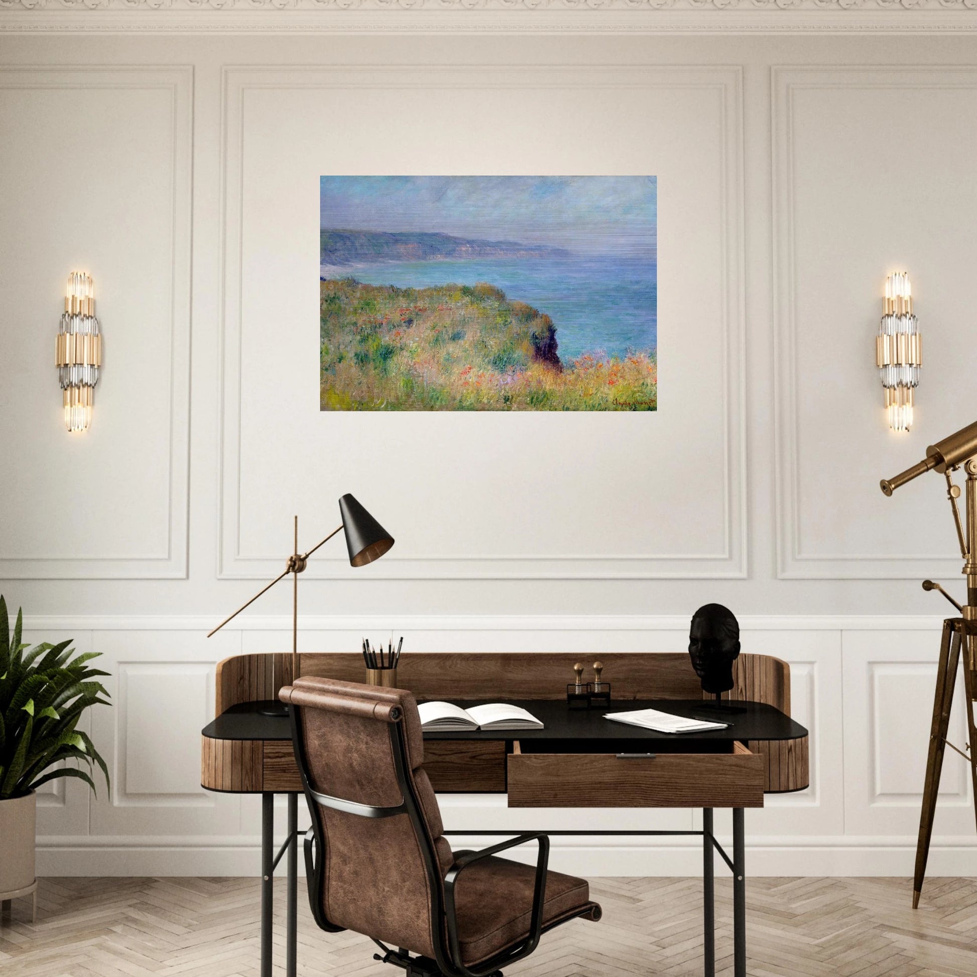 Cliff near Pourville - claude monet Brushed Aluminum Print - 70x100 cm / 28x40 inches | claude monet Aluminum Print | claude monet Prints