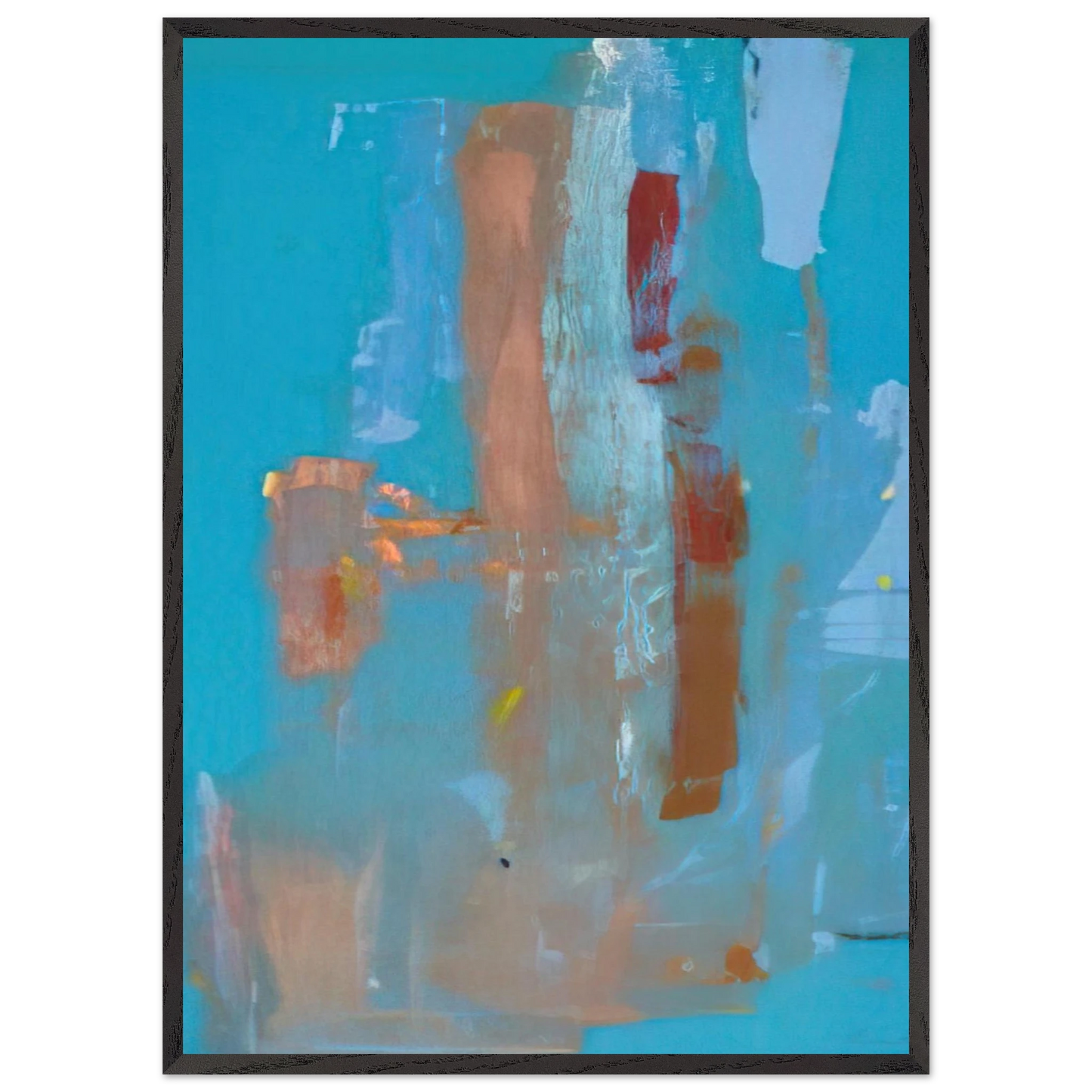 Helen Frankenthaler - In on Blue - 1976 Wall art - 30x30 cm / 12x12 inches - Premium Wooden Framed Poster With Fine Art Paper-canvas - Black frame