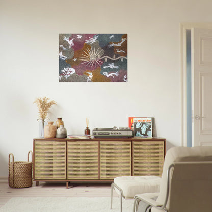 Lightning Dreaming - 1999 - Clifford Possum Tjapaltjarri Brushed Aluminum Print - 70x100 cm / 28x40 inches | Clifford Possum Tjapaltjarri Aluminum Print | Clifford Possum Tjapaltjarri Prints