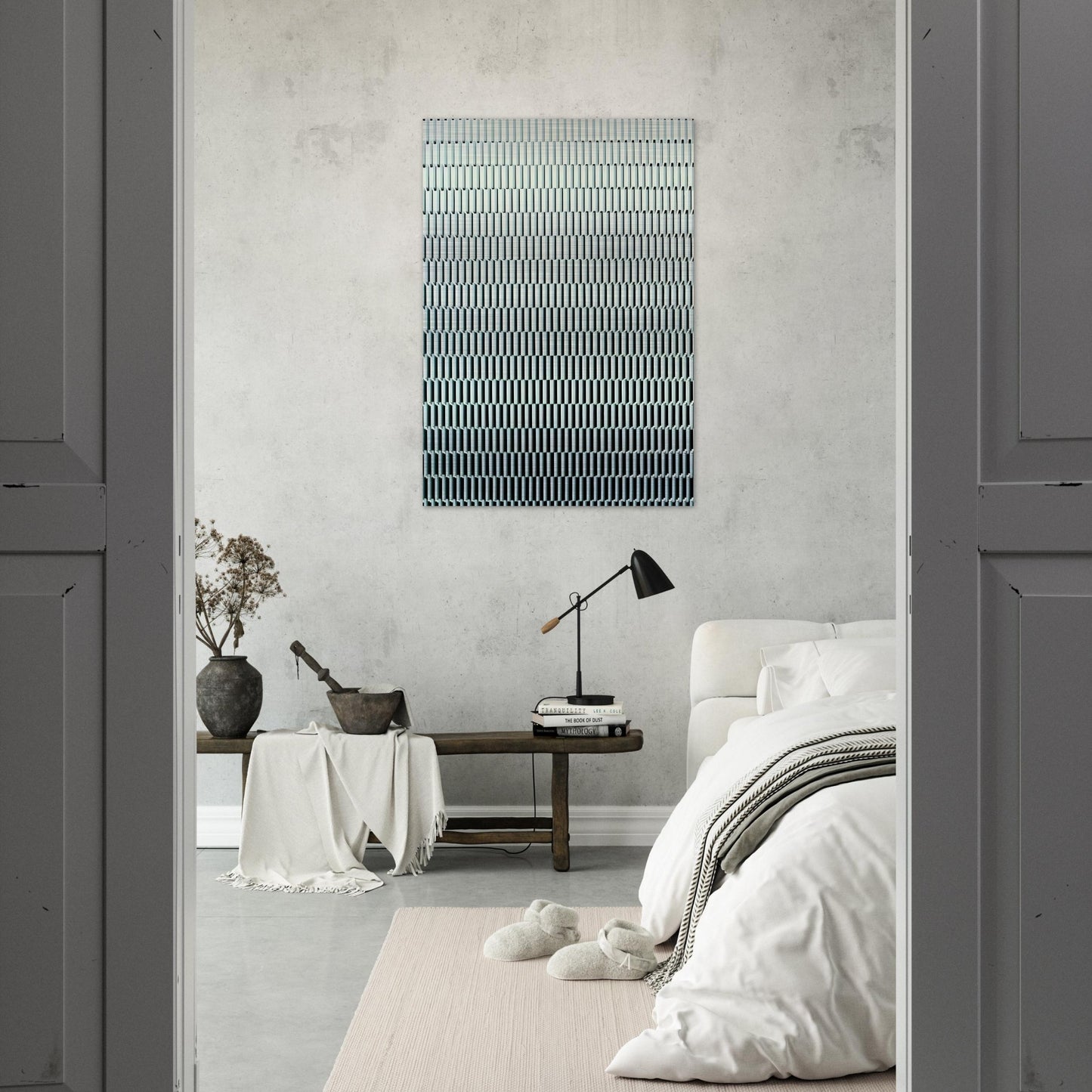 4 trames de tirets pivotées sur un côté - 1971 - Francois Morellet Brushed Aluminum Print - 70x100 cm / 28x40 inches | Francois Morellet Aluminum Print | Francois Morellet Prints