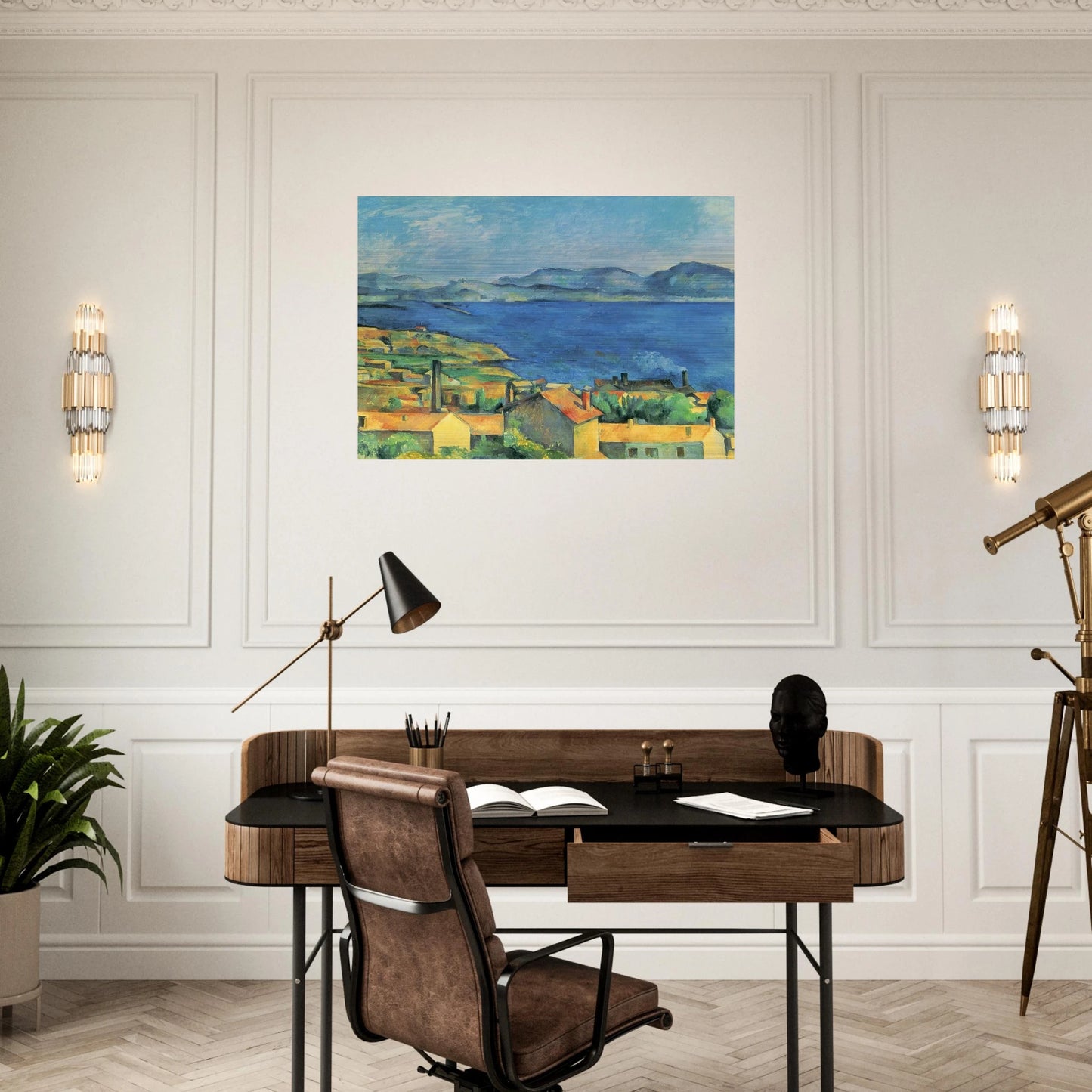The Gulf of Marseille Seen from L'Estaque - Paul Cézanne Brushed Aluminum Print - 70x100 cm / 28x40 inches | Paul Cézanne Aluminum Print | Paul Cézanne Prints