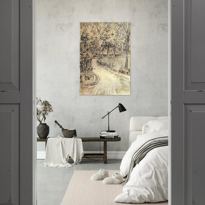 Public Garden with a Corner of the Yellow House - Vincent van Gogh Brushed Aluminum Print - 70x100 cm / 28x40 inches | Vincent van Gogh Aluminum Print | Vincent van Gogh Prints