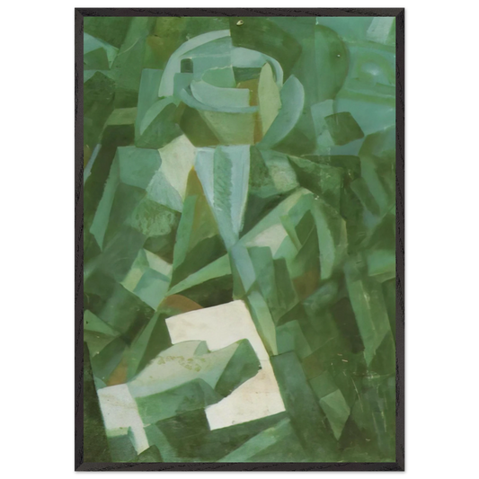 CUBIST COMPOSITION PORTRAIT OF A SEATED PERSON HOLDING A LETTER - Salvador Dali 70x100 cm / 28x40 inches Framed Art Print – Black Wooden Frame