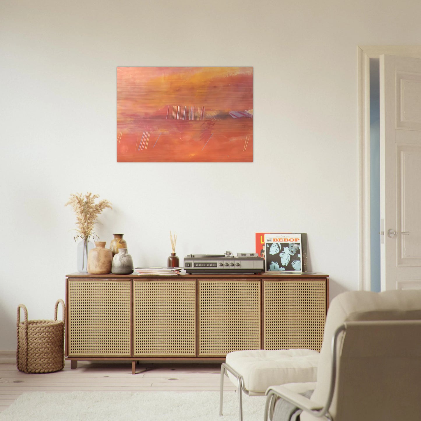 Orange Line Painting - 1969 - Ronnie Landfield Brushed Aluminum Print - 70x100 cm / 28x40 inches | Ronnie Landfield Aluminum Print | Ronnie Landfield Prints