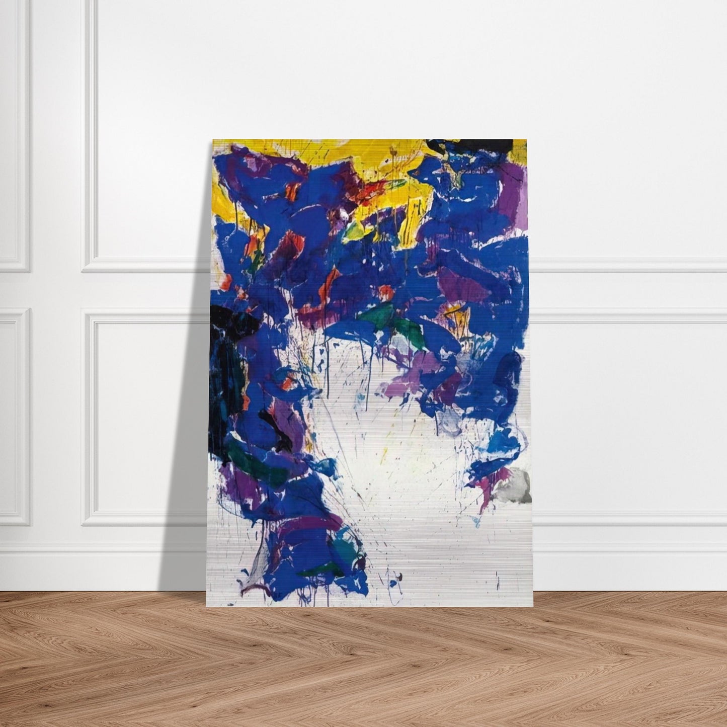 Violet Yellow and White - Sam Francis Brushed Aluminum Print - 70x100 cm / 28x40 inches | Sam Francis Aluminum Print | Sam Francis Prints