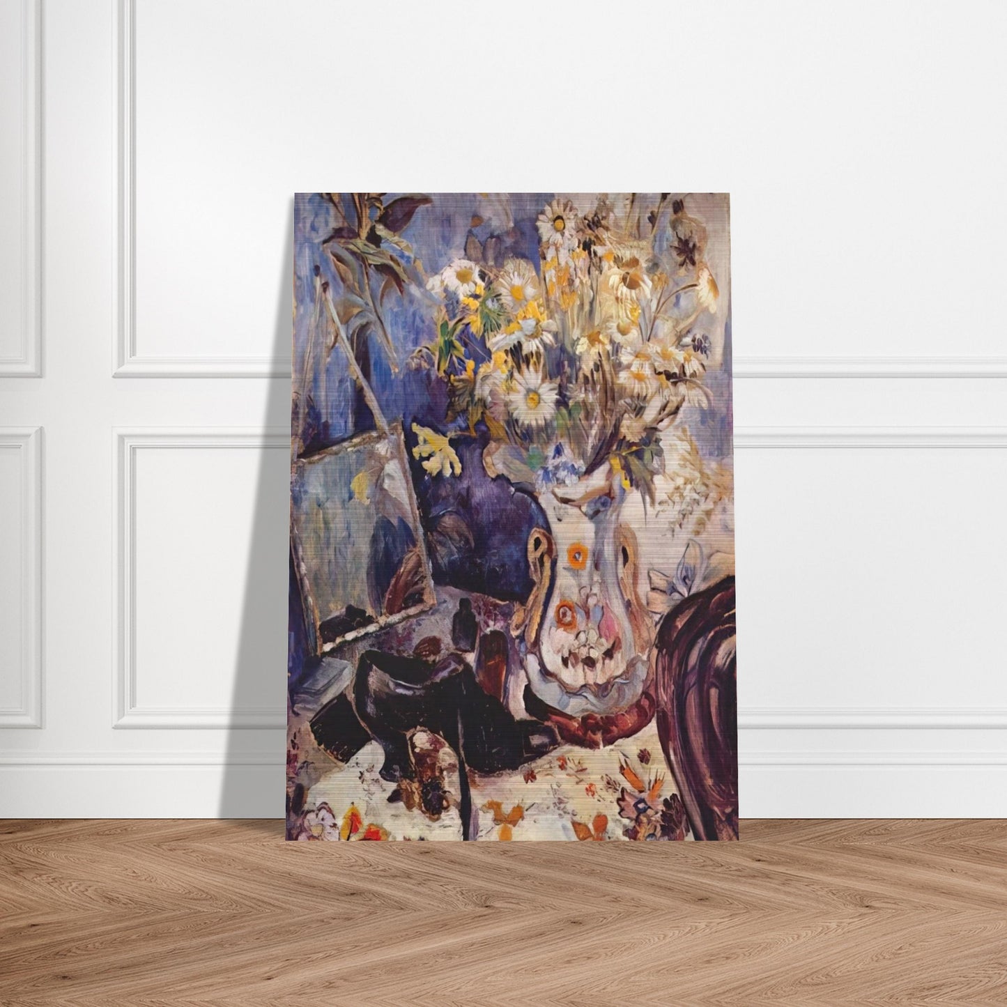 Still life with shoe and mirror - 1906 - Natalia Goncharova Brushed Aluminum Print - 70x100 cm / 28x40 inches | Natalia Goncharova Aluminum Print | Natalia Goncharova Prints