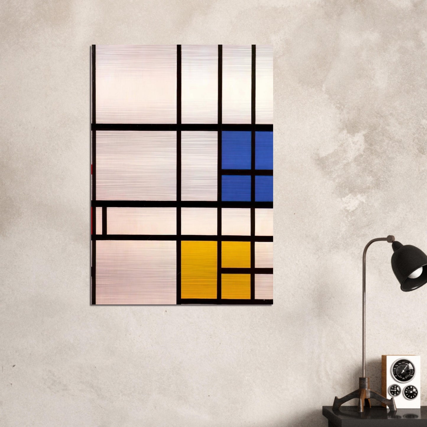 Composition N. 11 London with Blue, Red and Yellow - Piet Mondrian Brushed Aluminum Print - 70x100 cm / 28x40 inches | Piet Mondrian Aluminum Print | Piet Mondrian Prints