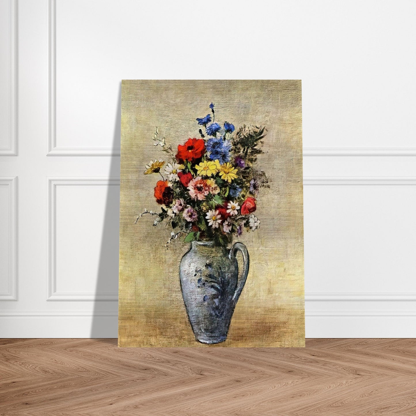 FLOWERS IN A VASE WITH ONE HANDLE - Odilon Redon Brushed Aluminum Print - 70x100 cm / 28x40 inches | Odilon Redon Aluminum Print | Odilon Redon Prints
