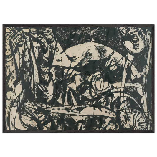 NUMBER 14 - Jackson Pollock 70x100 cm / 28x40 inches Framed Art Print – Black Wooden Frame