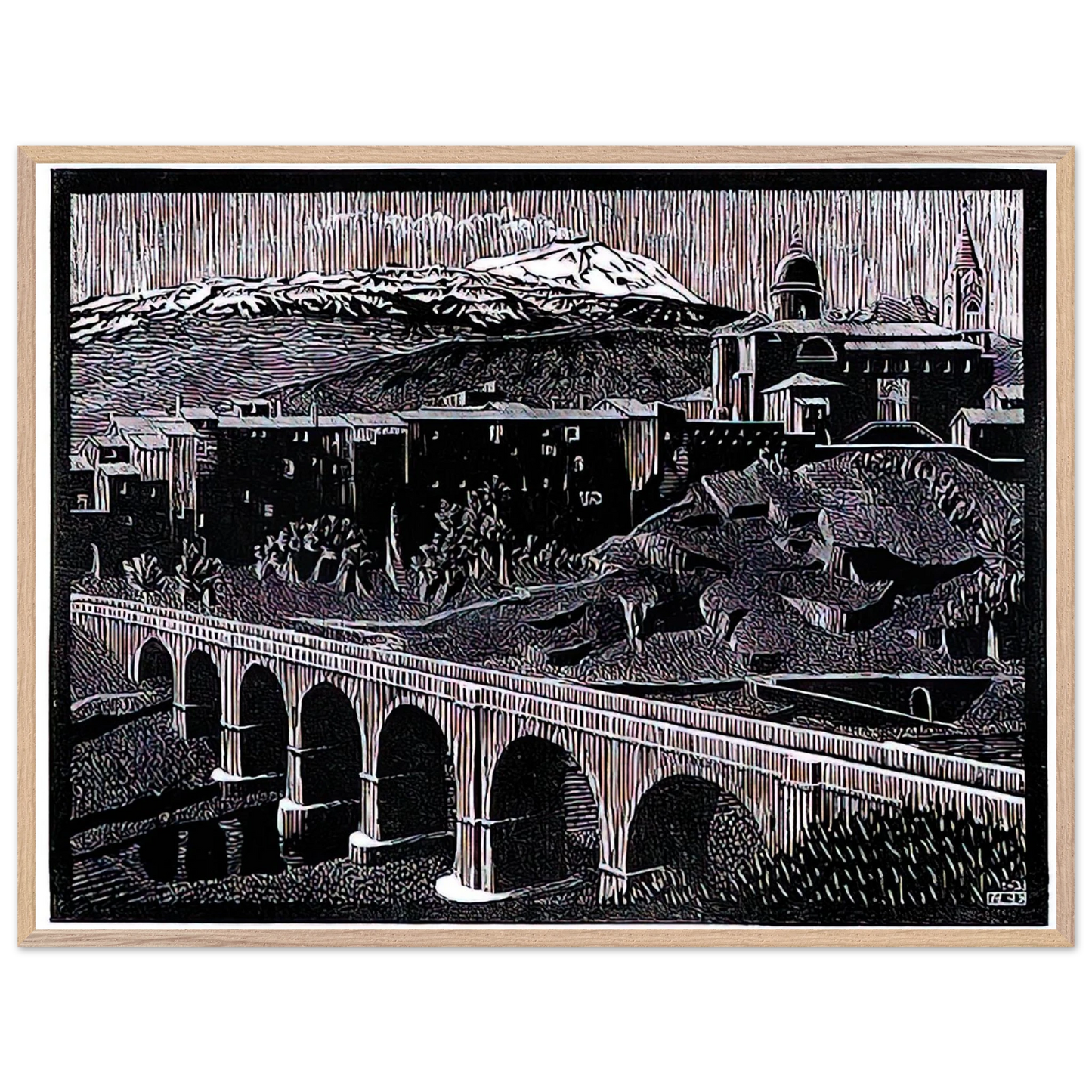MC Escher - RANDAZZO AND MOUNT ETNA SICILY JANUARY 1933 1933 Wall Art - 30x40 cm / 12x16 inches - Fine Art Poster-canvas - -