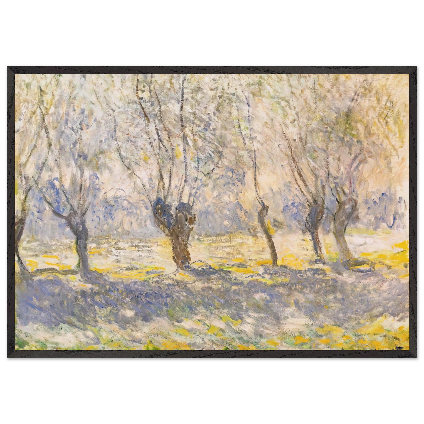 Willows Giverny - claude monet 70x100 cm / 28x40 inches Framed Art Print – Black Wooden Frame