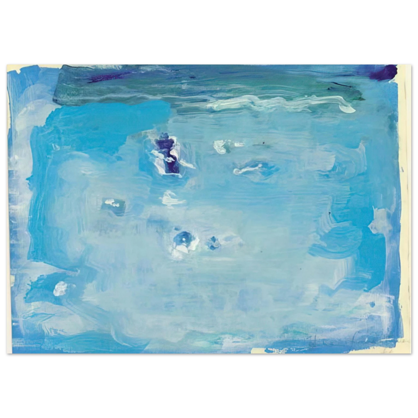 Helen Frankenthaler - Untitled - Color Field Painting, Lyrical Abstraction Wall art - 21x29.7 cm / 8x12" - Premium Wooden Framed Poster With Fine Art Paper-canvas - White frame